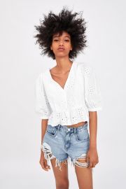 OPENWORK EMBROIDERY SHIRT at Zara